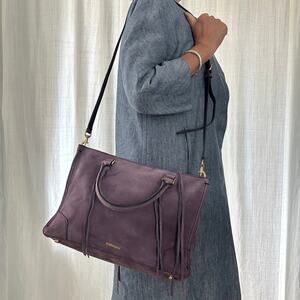Rebecca Minkoff Regan Satchel Purple Suede Leather Crossbody Bag Boho EUC